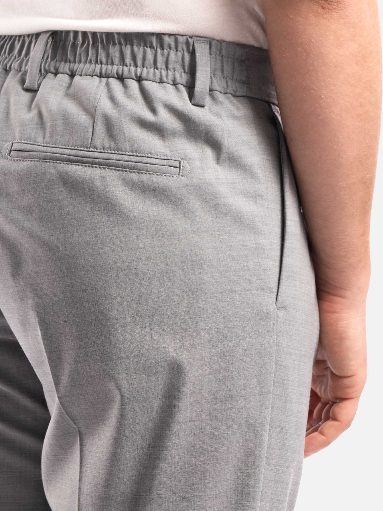 J.W.SAX MILANO Pantalone Grigio con Pinces e Vita Elasticizzata