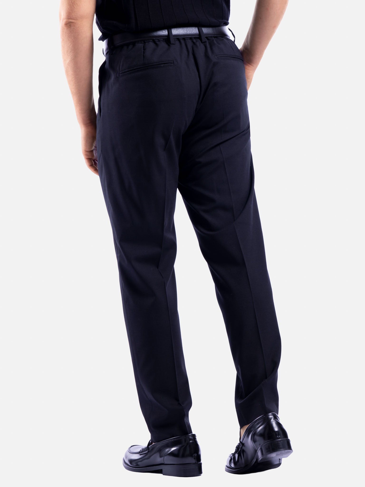 J.W.SAX MILANO Pantalone Blu con Pinces e Vita Elasticizzata