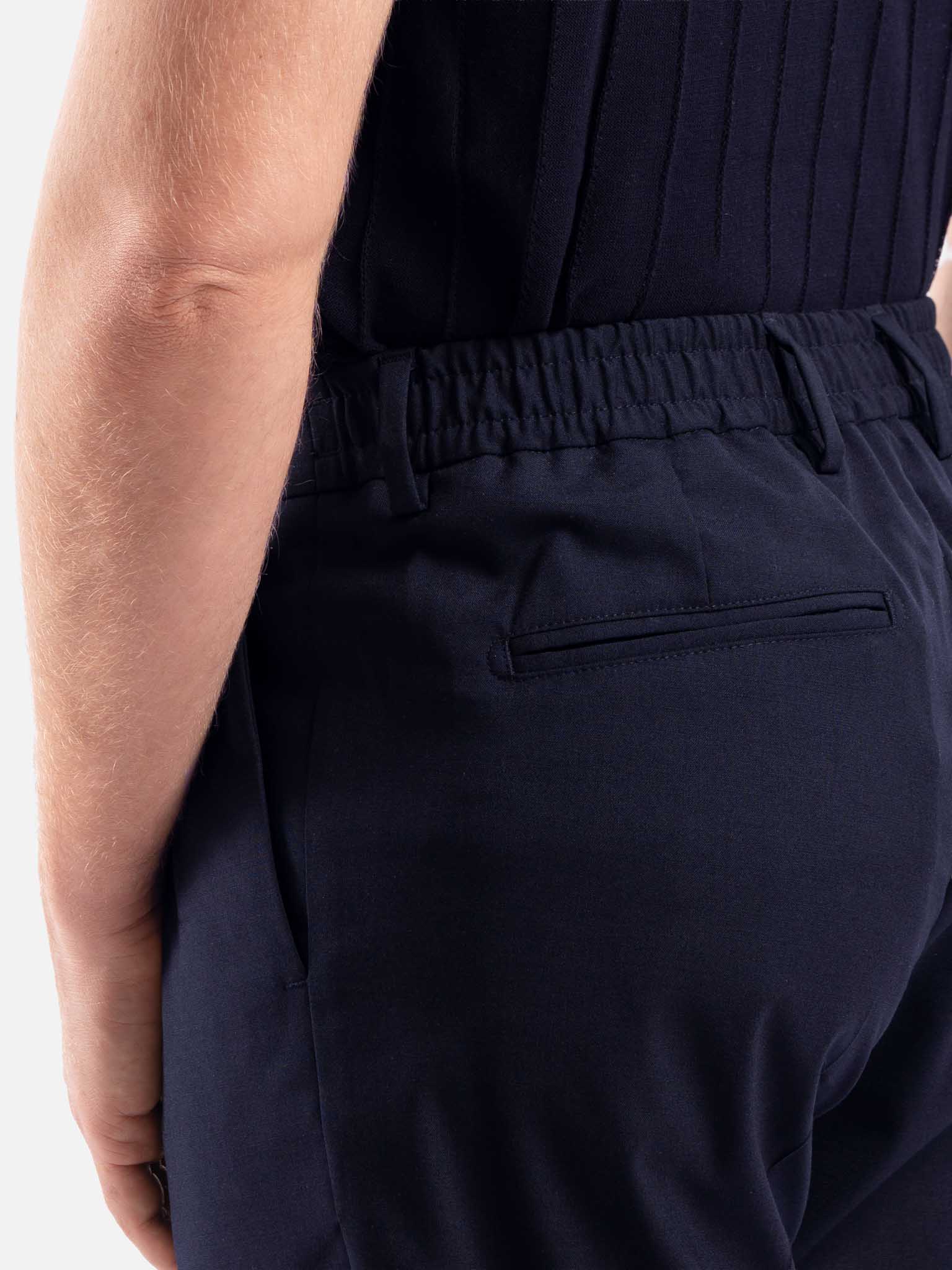 J.W.SAX MILANO Pantalone Blu con Pinces e Vita Elasticizzata