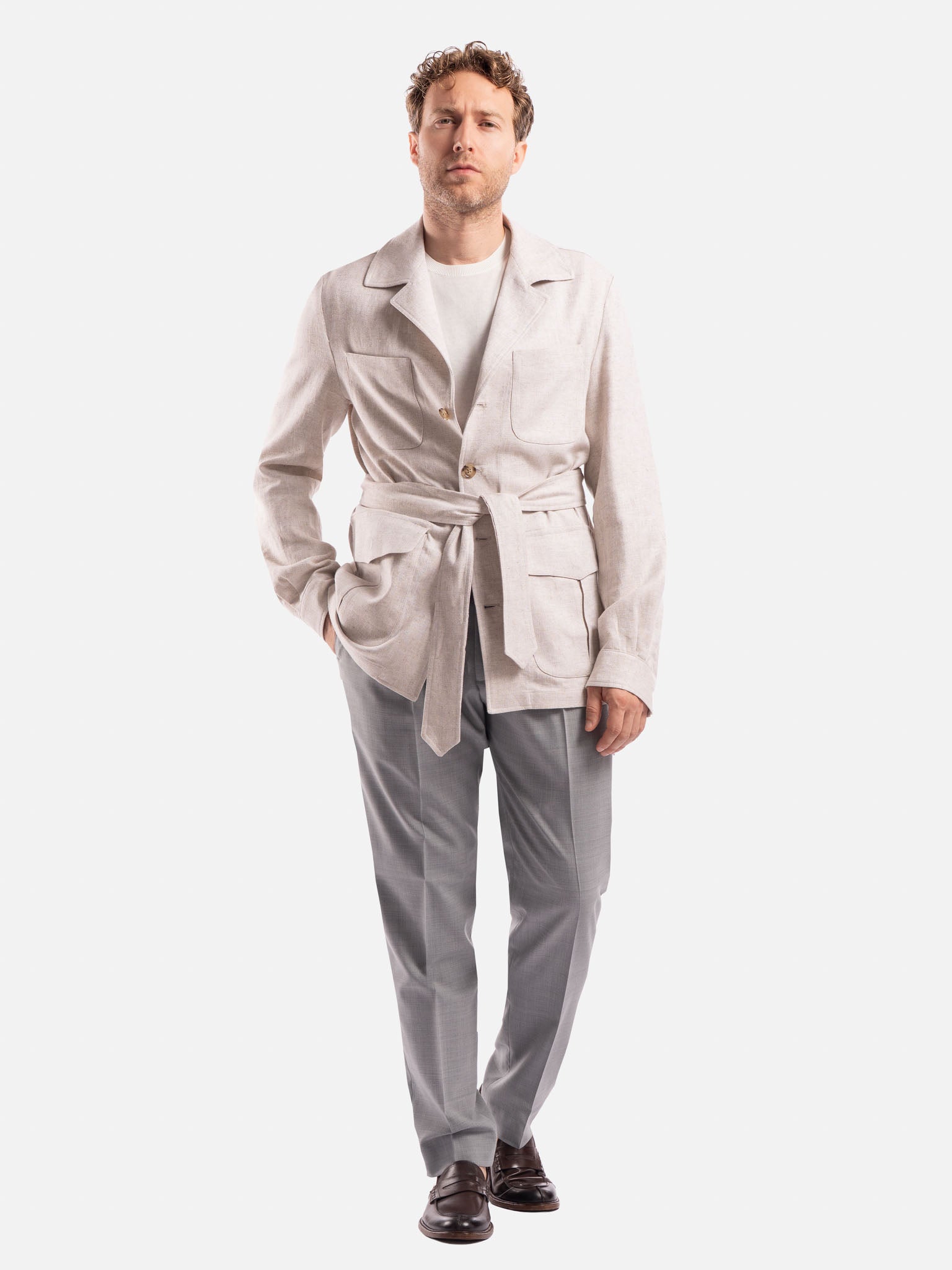Giacca Sahariana in Lino e Cotone
