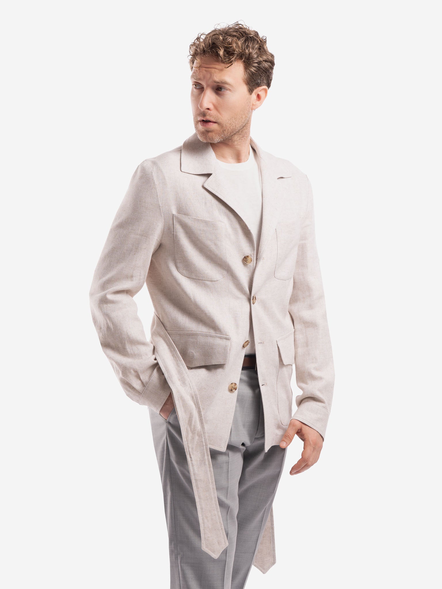 Giacca Sahariana in Lino e Cotone