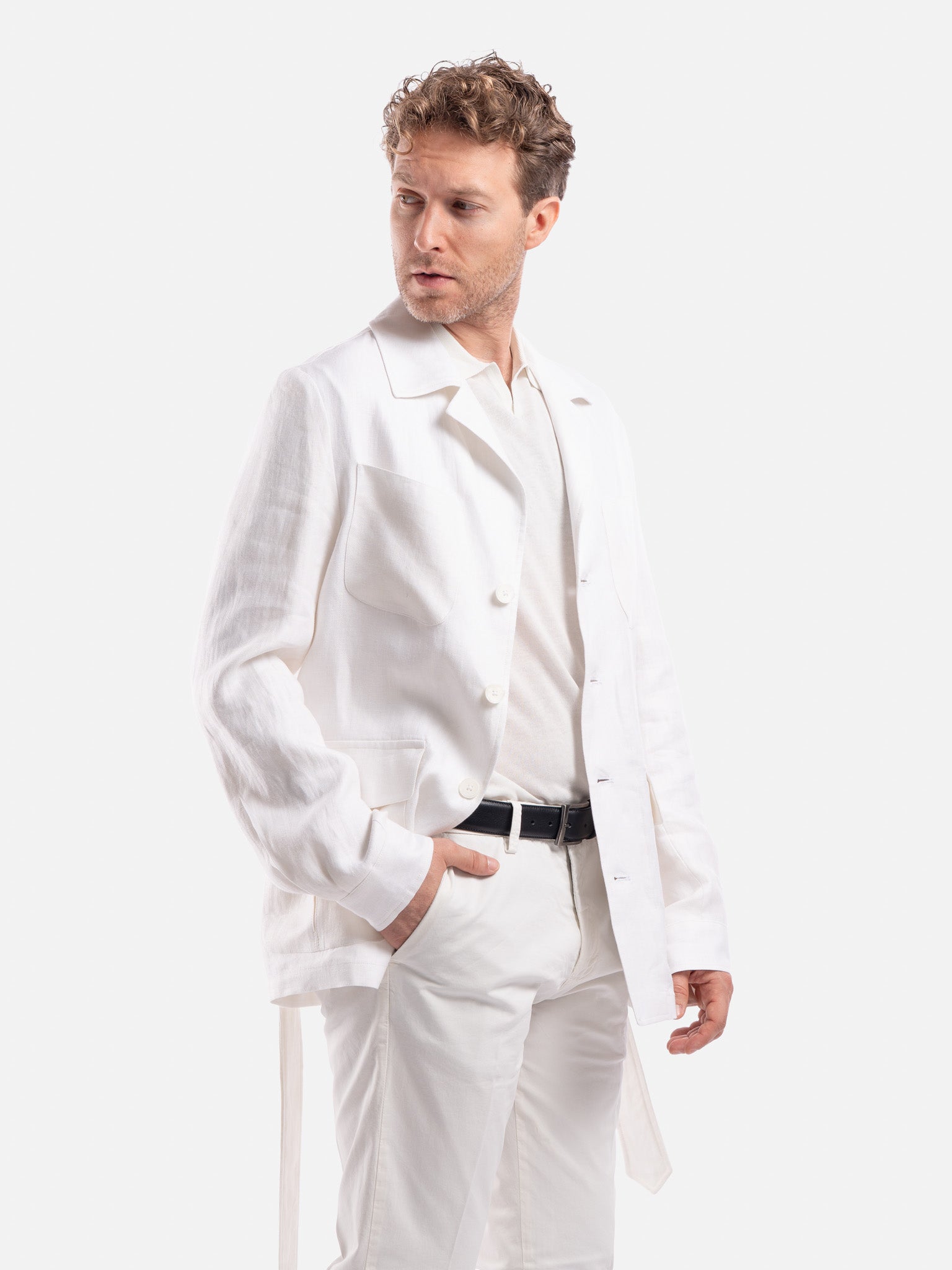 J.W.SAX MILANO Giacca Sahariana in Lino e Cotone