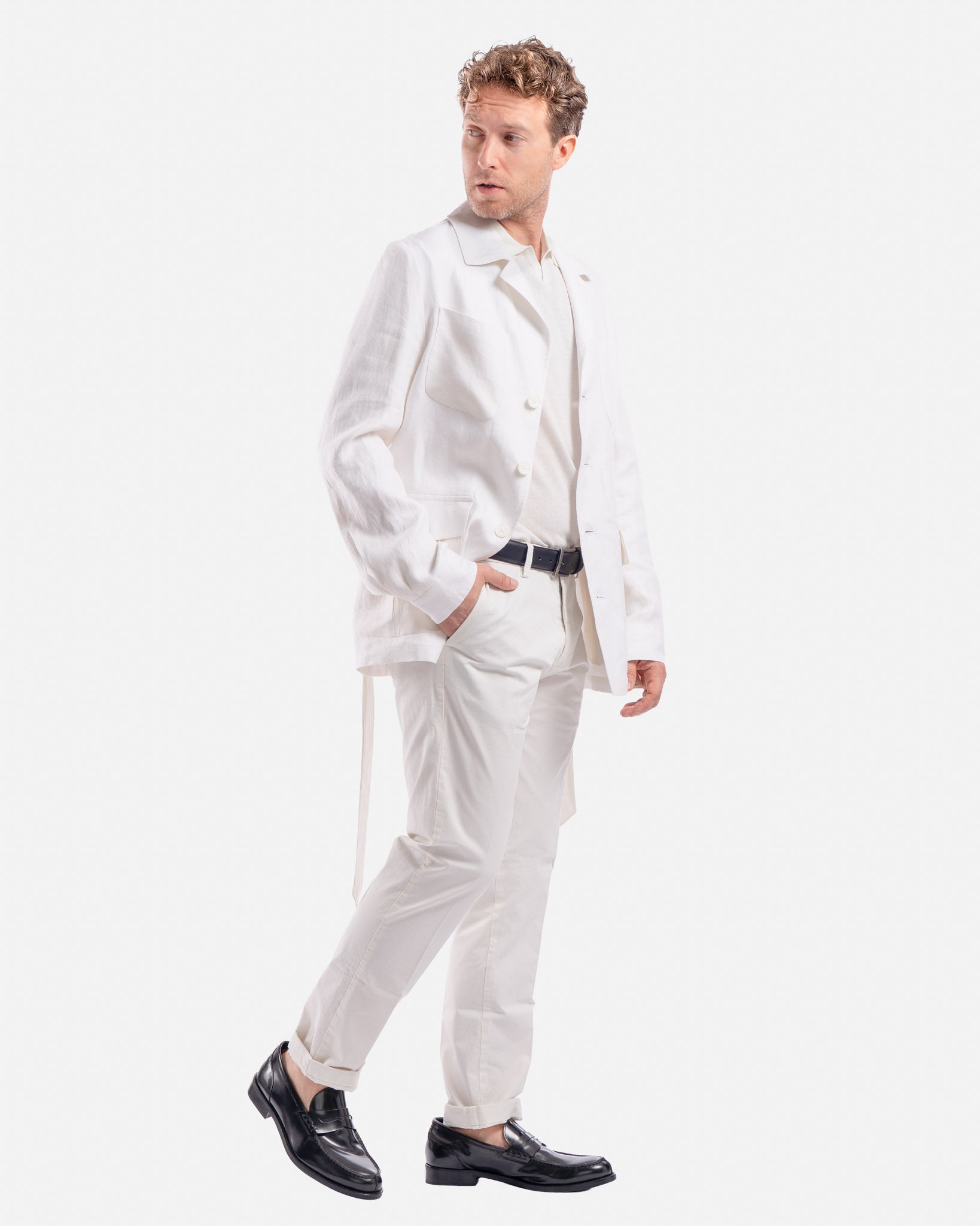 J.W.SAX MILANO Giacca Sahariana in Lino e Cotone