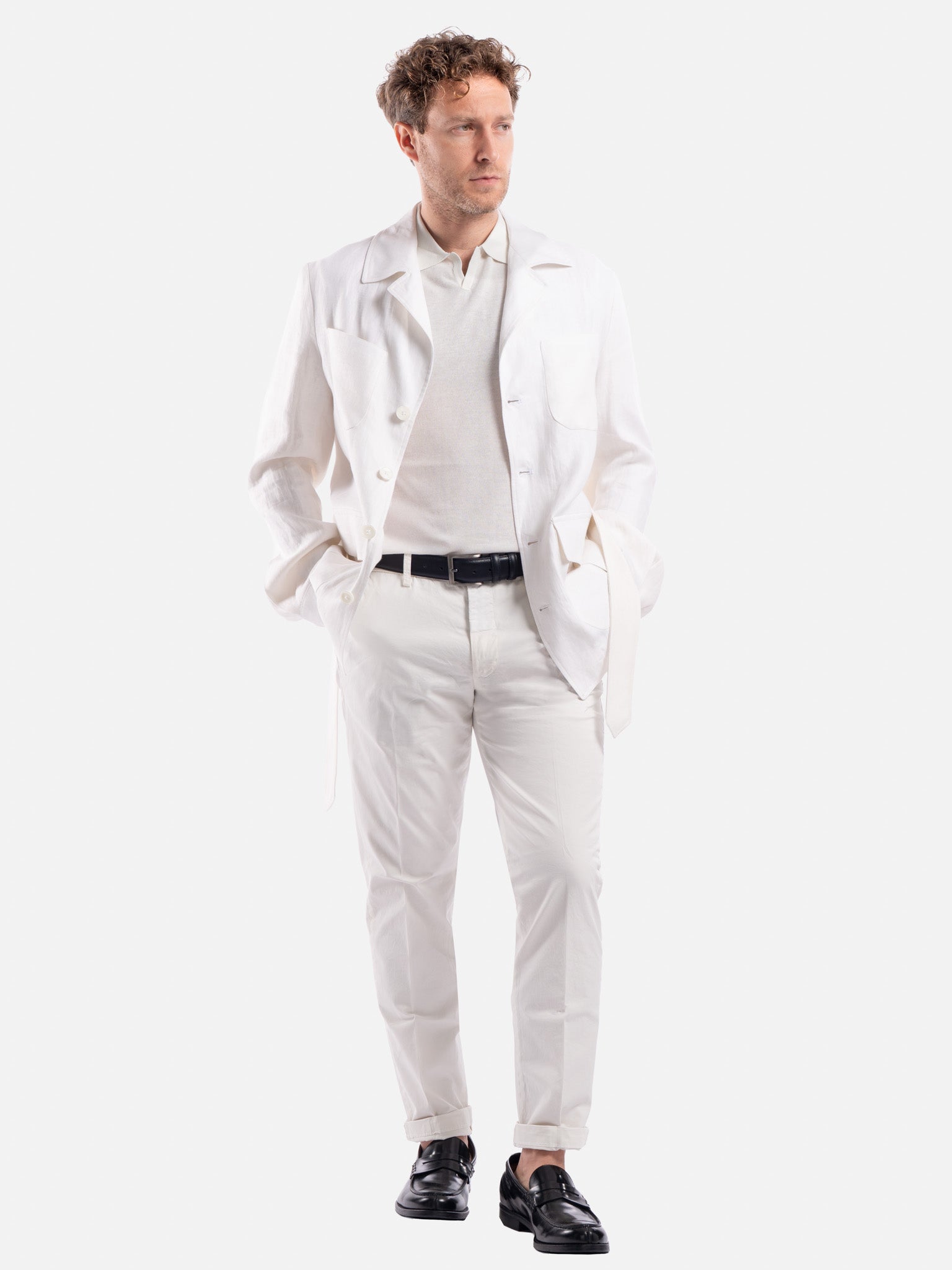 J.W.SAX MILANO Giacca Sahariana in Lino e Cotone