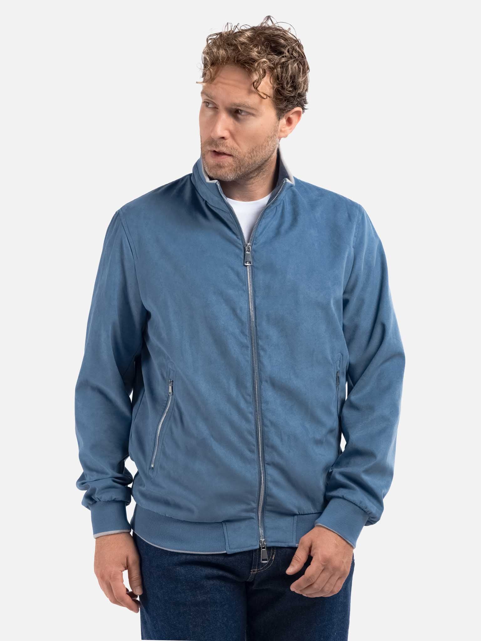 J.W.SAX MILANO Giubbino Effetto Camoscio Azzurro