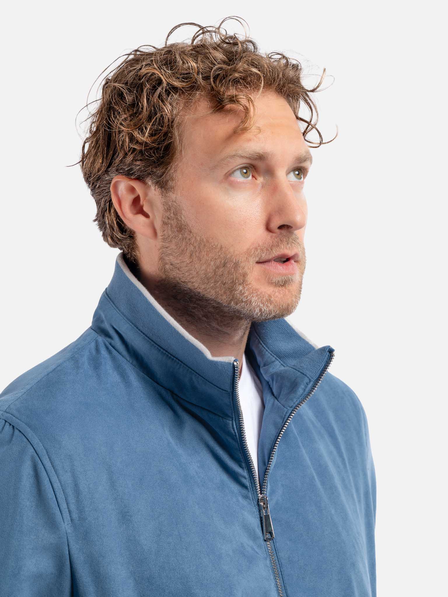 J.W.SAX MILANO Giubbino Effetto Camoscio Azzurro