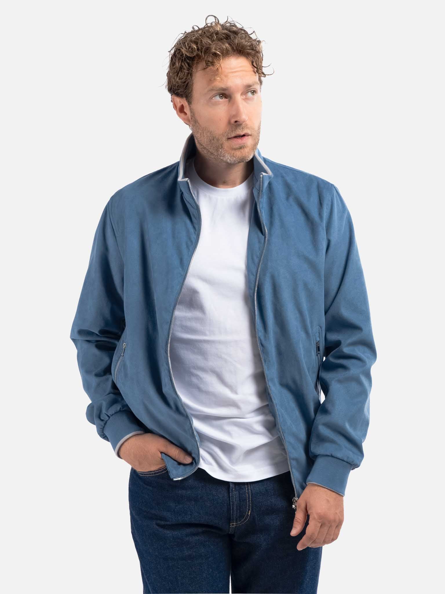 J.W.SAX MILANO Giubbino Effetto Camoscio Azzurro