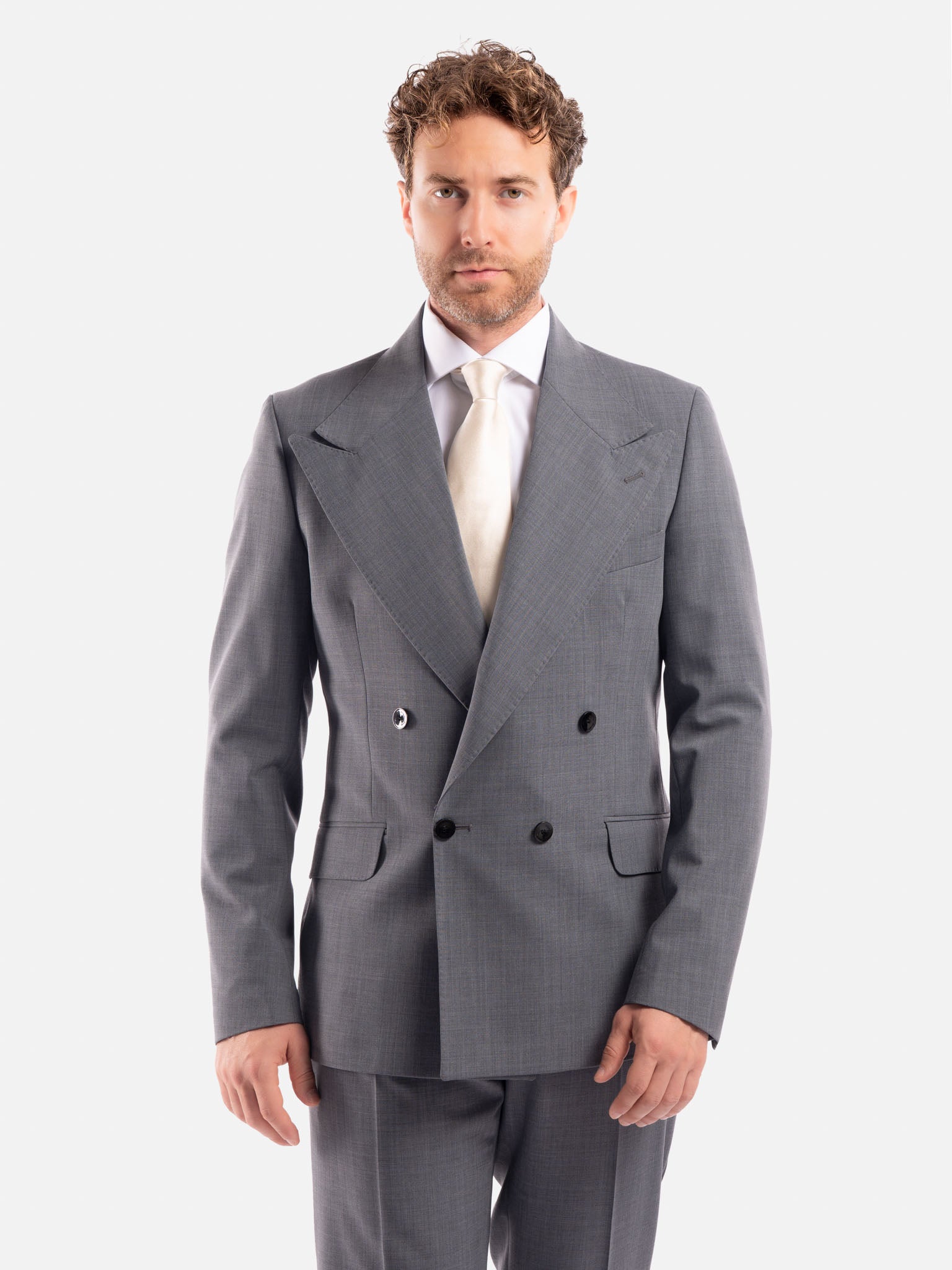 J.W.SAX MILANO Abito Doppiopetto Grigio con Revers Ampi