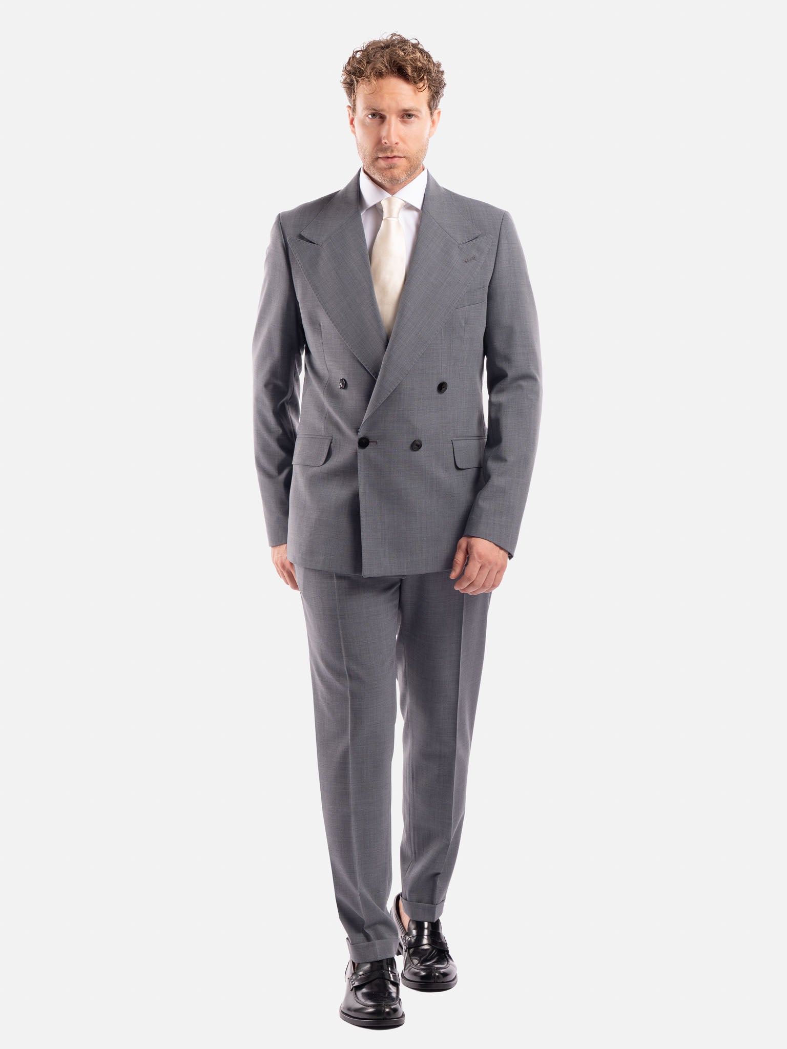 J.W.SAX MILANO Abito Doppiopetto Grigio con Revers Ampi