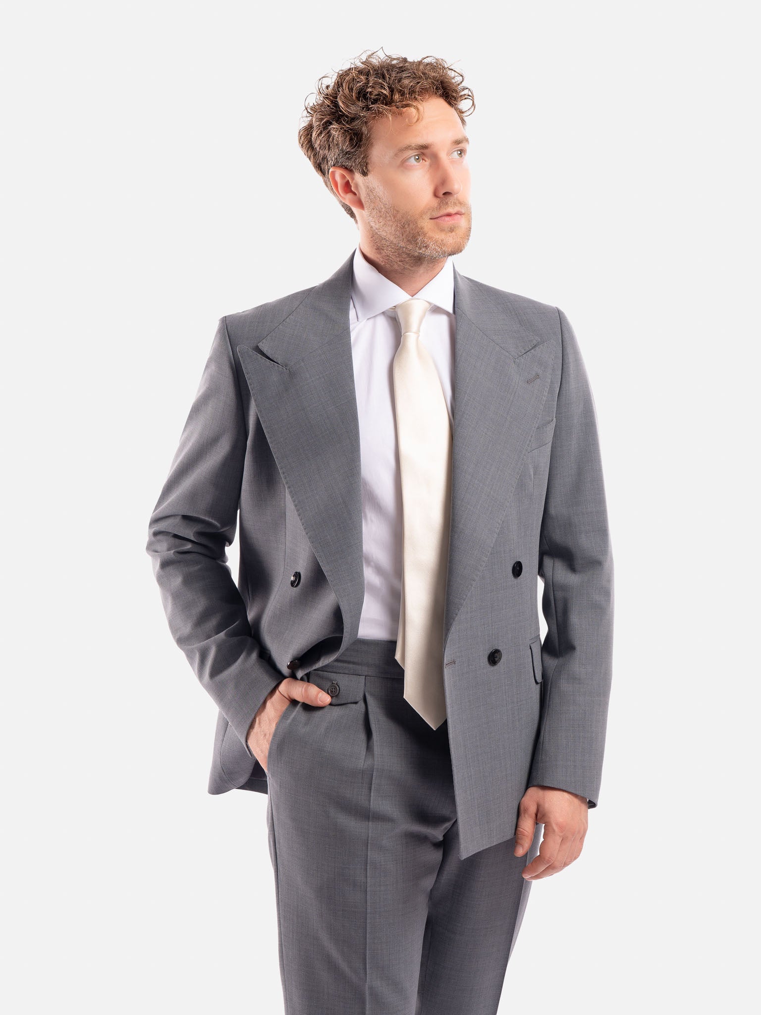 J.W.SAX MILANO Abito Doppiopetto Grigio con Revers Ampi