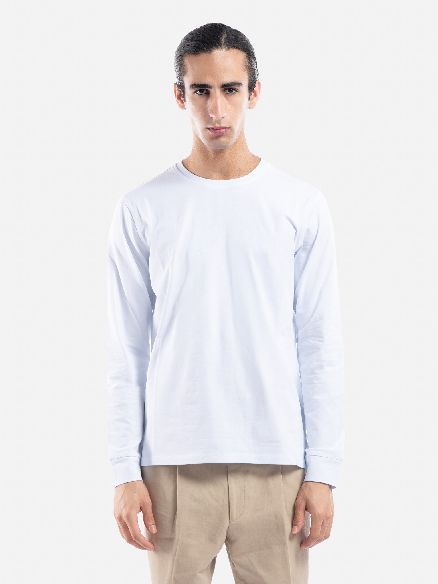 J.W.SAX MILANO T-shirt Manica Lunga in Jersey di Cotone Ghiaccio