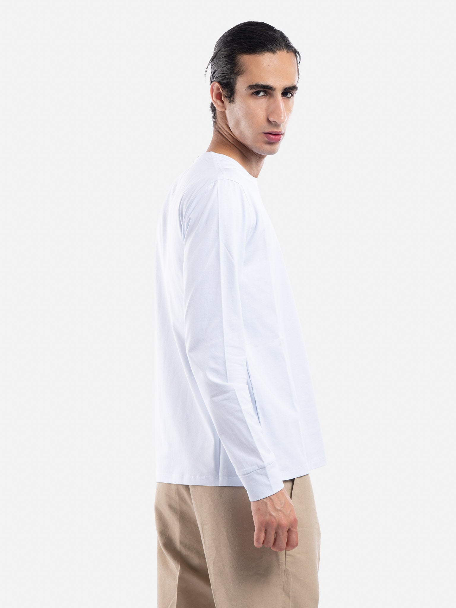 J.W.SAX MILANO T-shirt Manica Lunga in Jersey di Cotone Ghiaccio