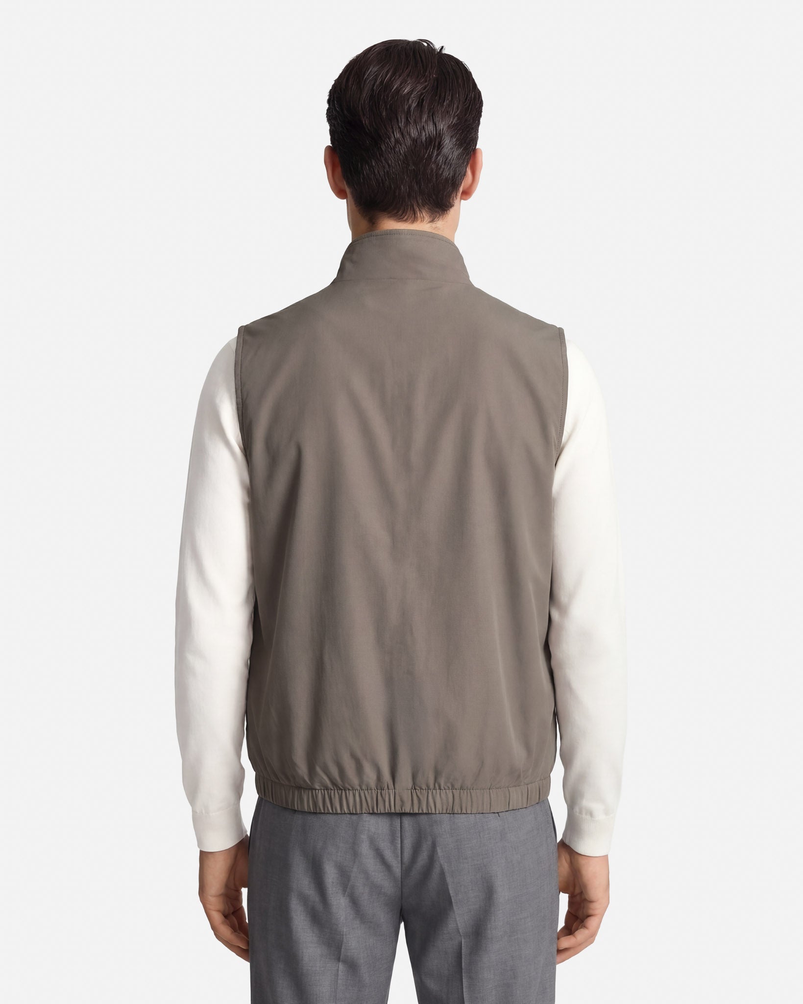 J.W.SAX MILANO Gilet Reversibile in Tessuto Tecnico e Jersey Melange