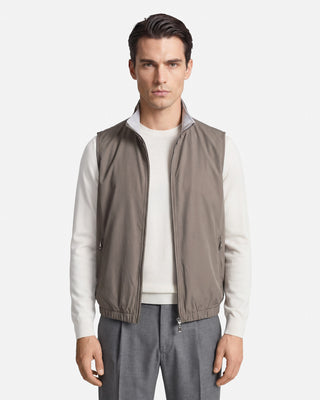 Gilet Reversibile in Tessuto Tecnico e Jersey Melange