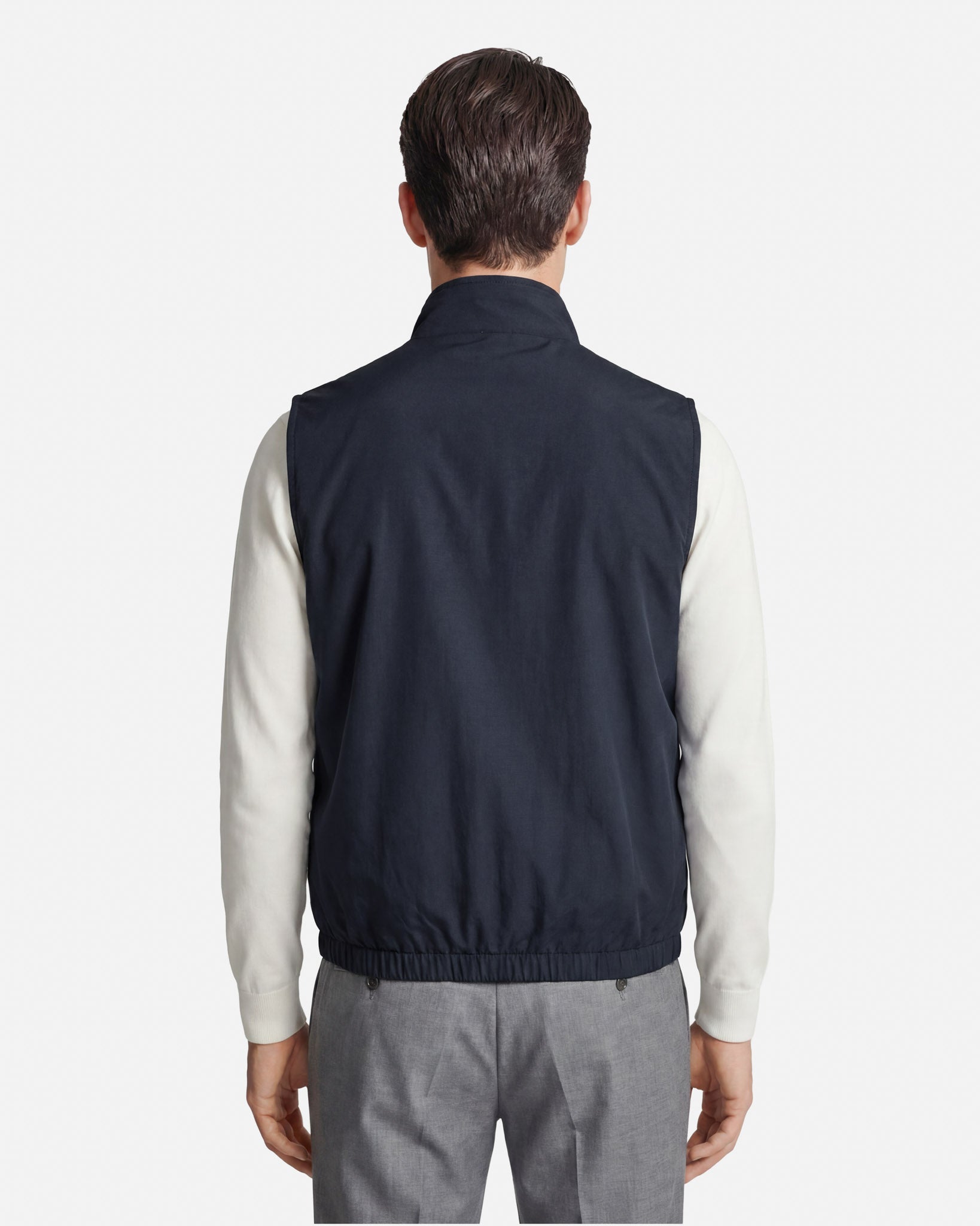 J.W.SAX MILANO Gilet Reversibile in Tessuto Tecnico e Jersey Melange