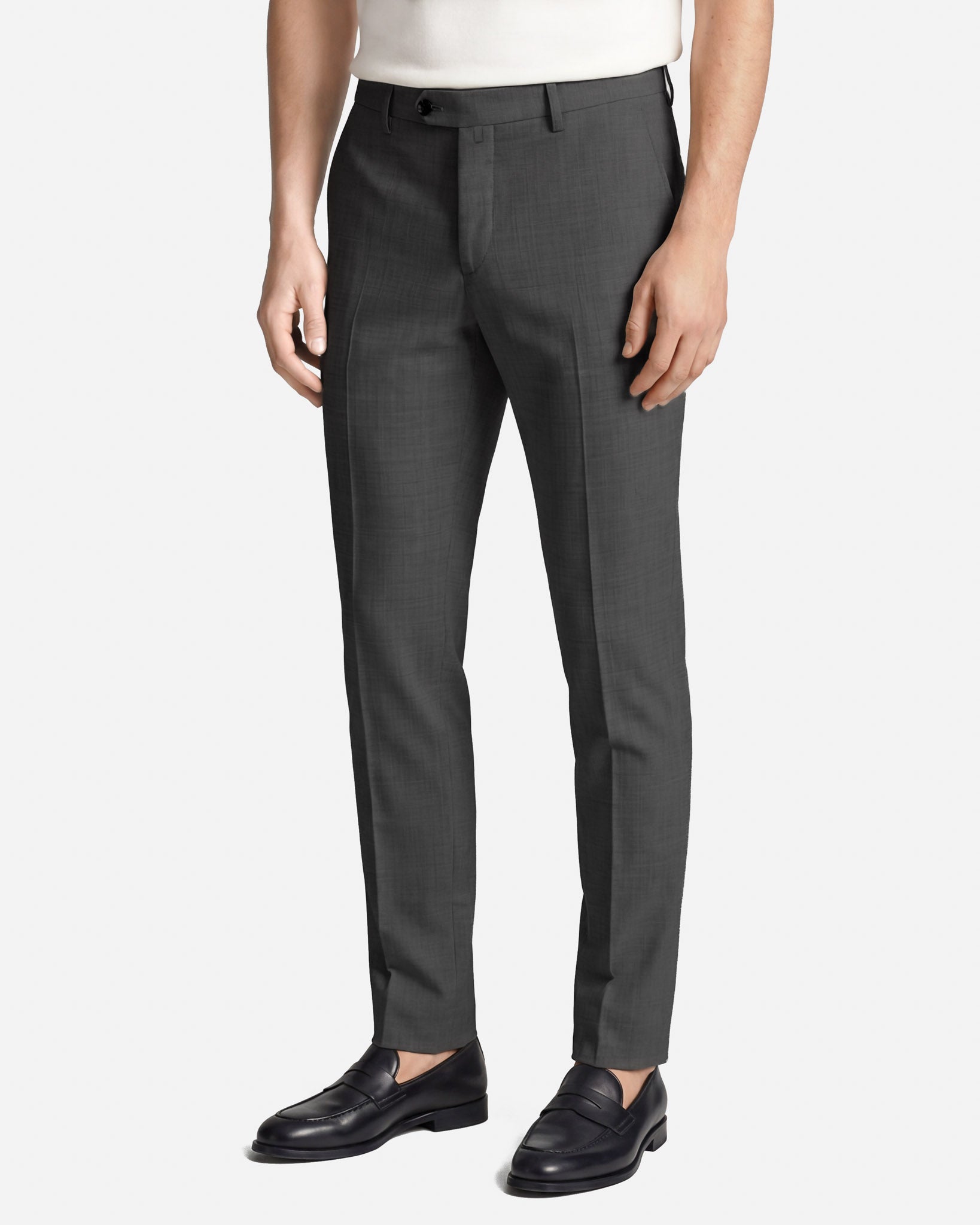 Pantaloni Slim Fit in Lana Grigio Antracite Super 100's Zignone