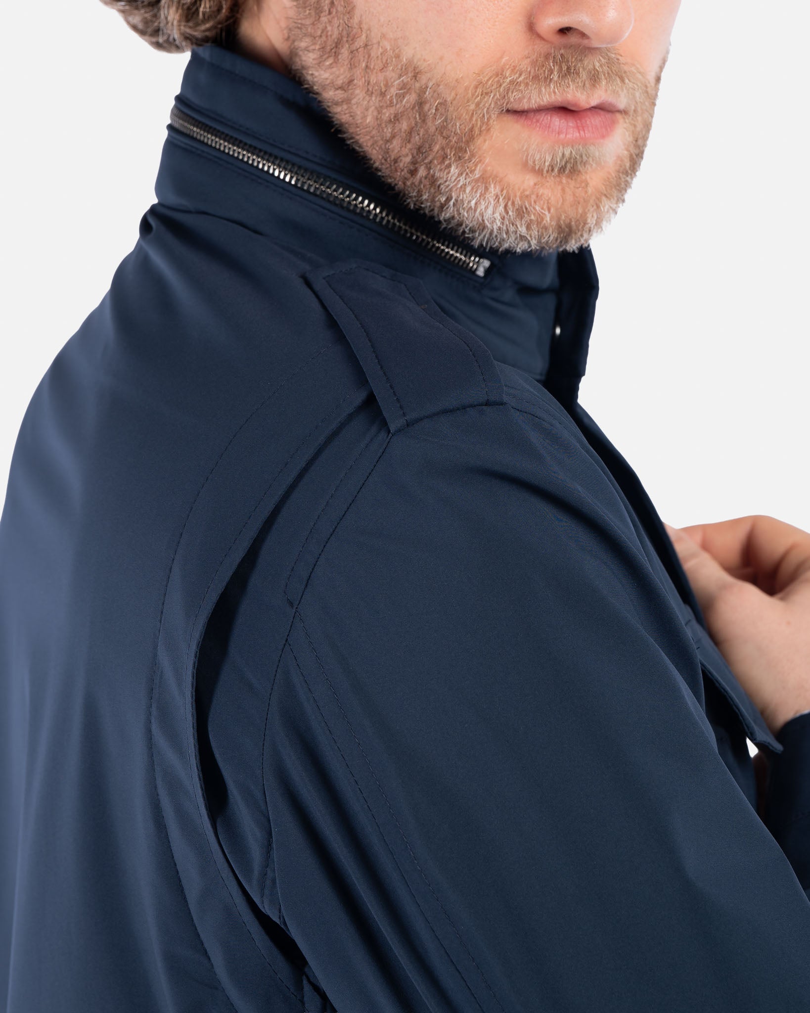 J.W.SAX MILANO Field Jacket Blu in Tessuto Tecnico Olmetex