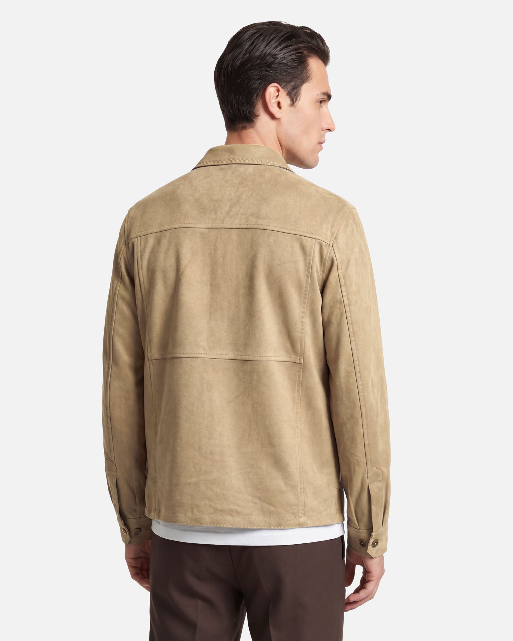 J.W.SAX MILANO Overshirt Effetto Camoscio Beige