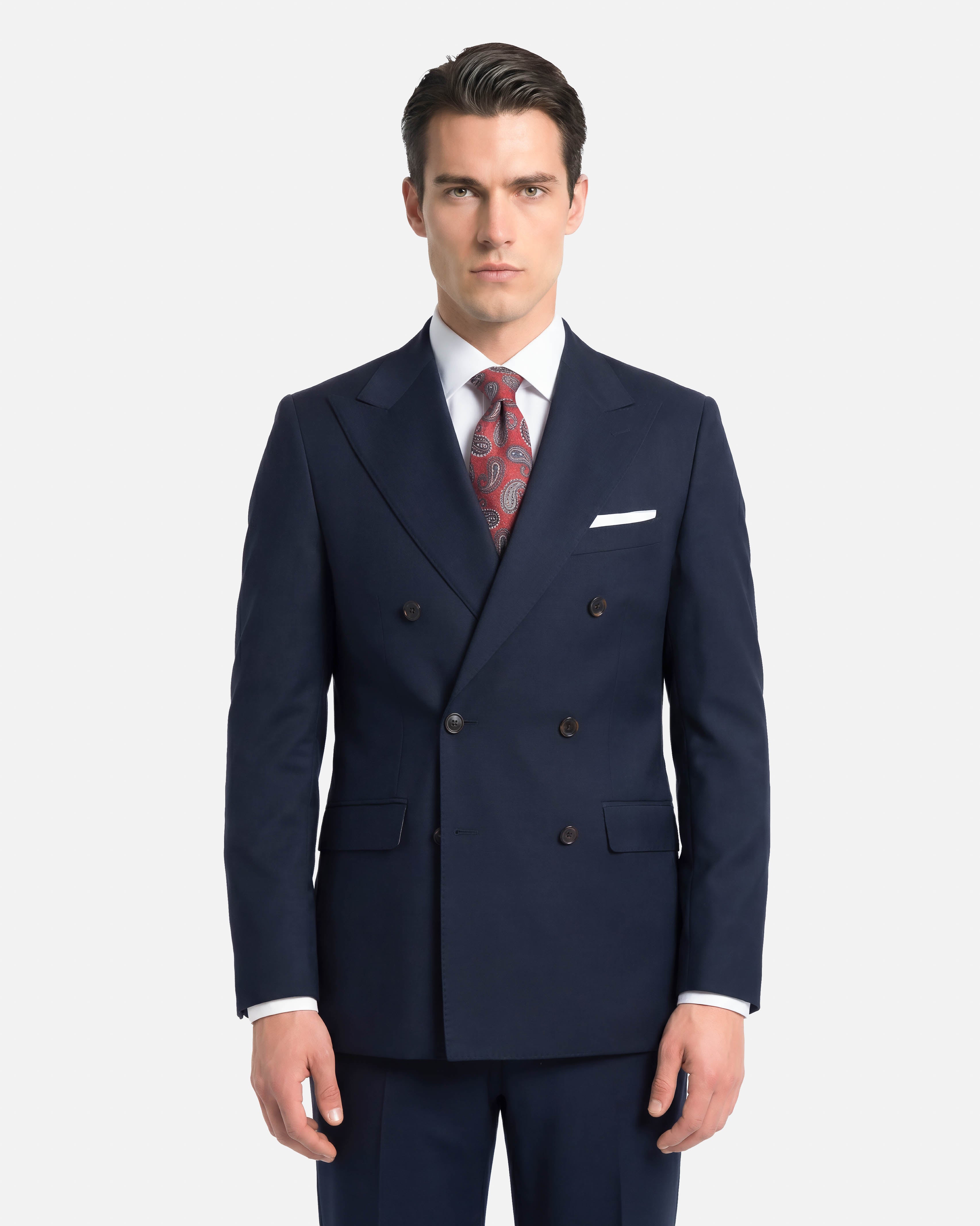 J.W.SAX MILANO Abito Doppiopetto Blu in Lana Stretch