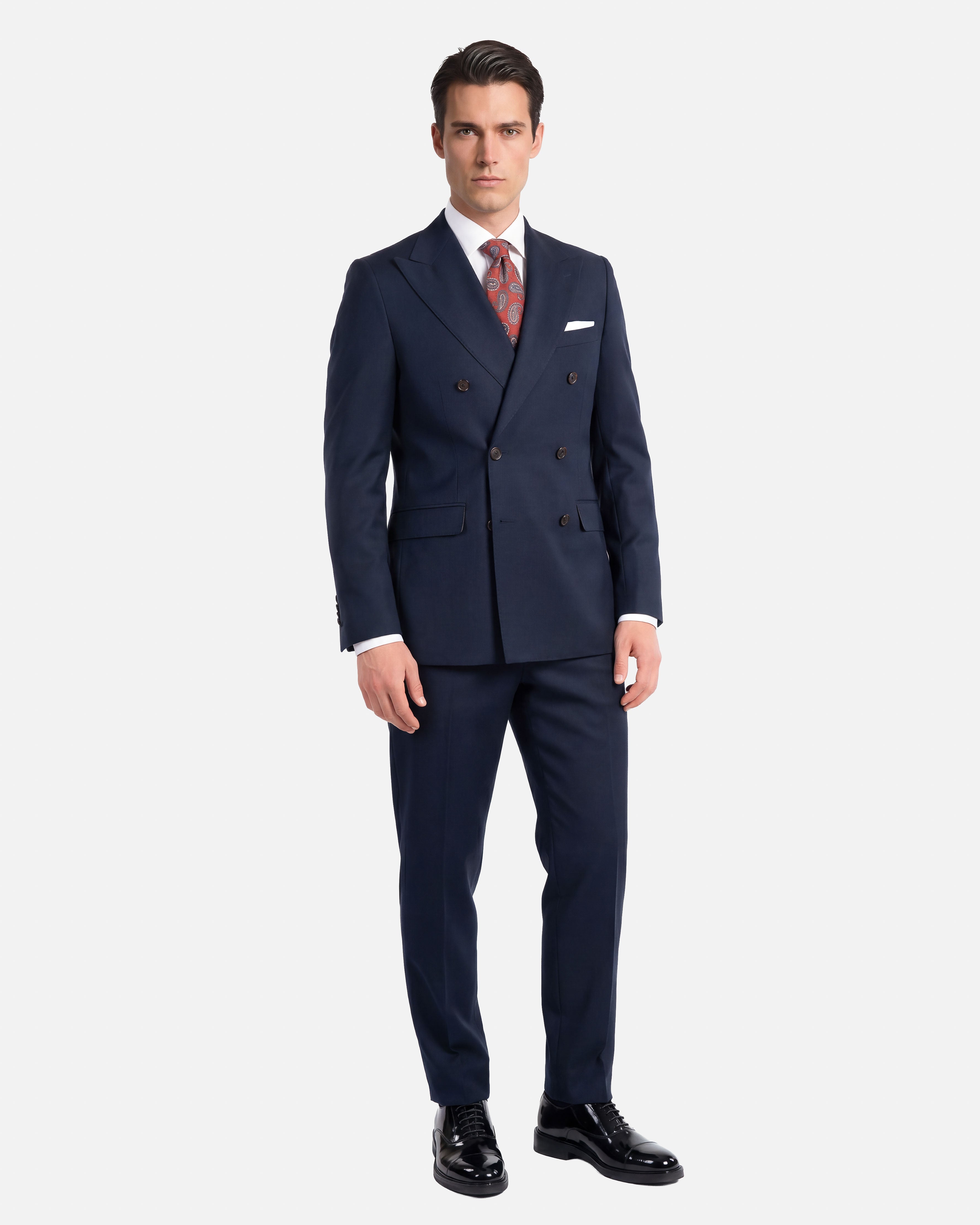 J.W.SAX MILANO Abito Doppiopetto Blu in Lana Stretch