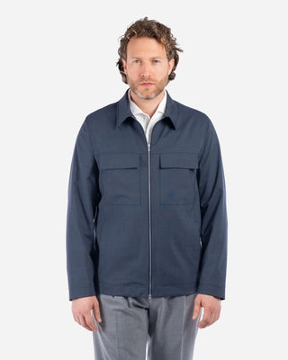 Overshirt Blu Indaco in Lana Stretch