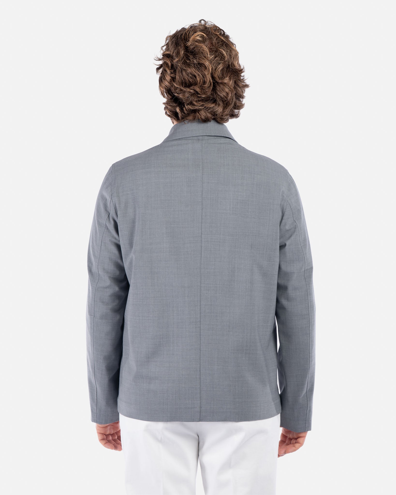 J.W.SAX MILANO Overshirt Grigio Melange in Lana Stretch