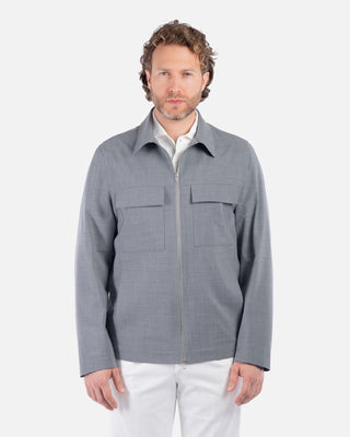 Overshirt Grigio Melange in Lana Stretch