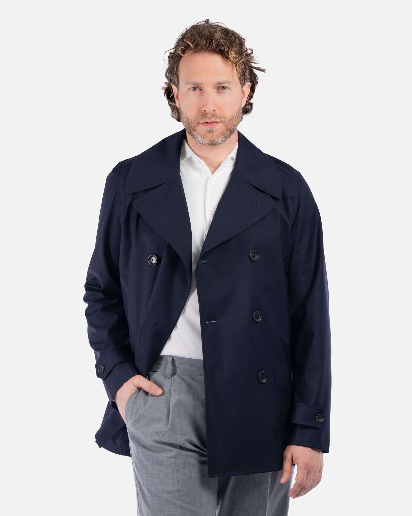 J.W.SAX MILANO Trench Doppiopetto Blu