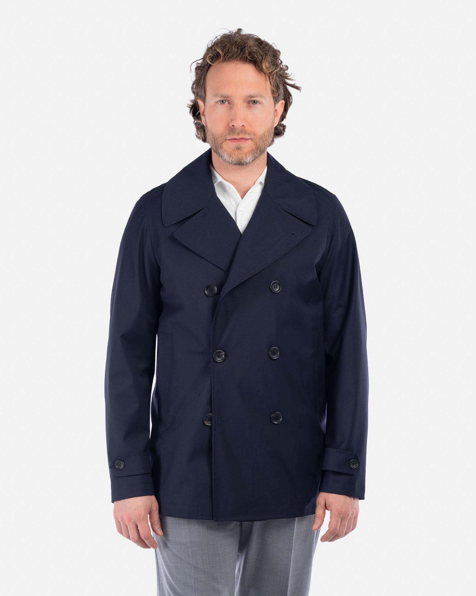 J.W.SAX MILANO Trench Doppiopetto Blu