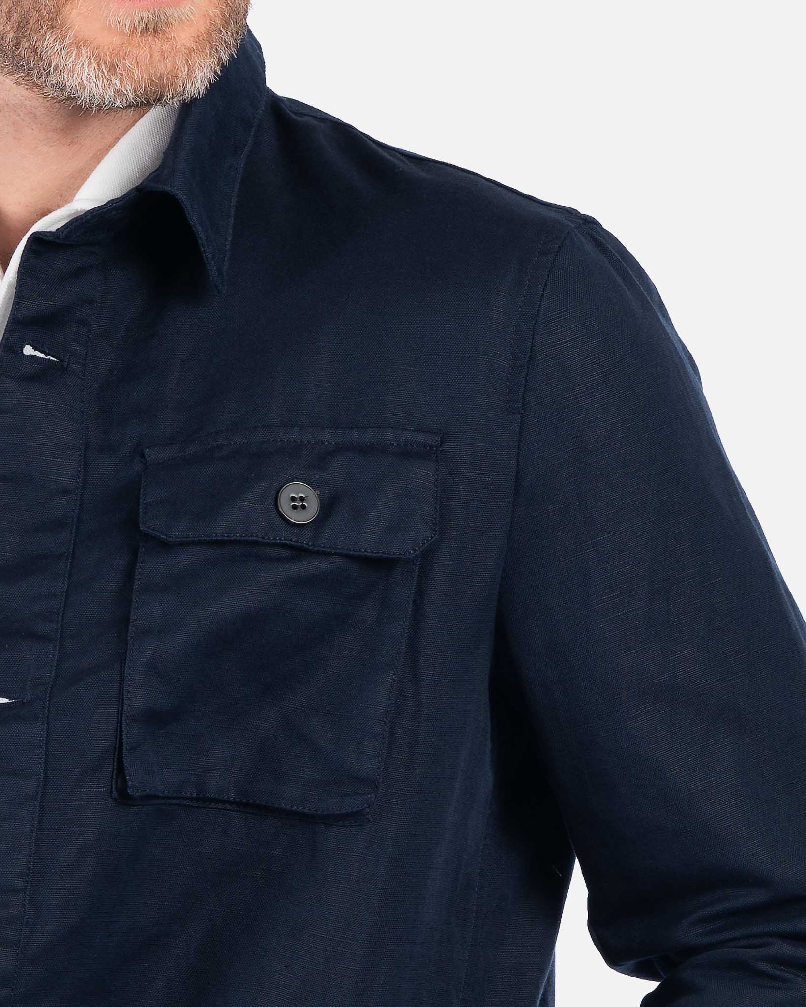 J.W.SAX MILANO Overshirt Blu in Cotone e Lino