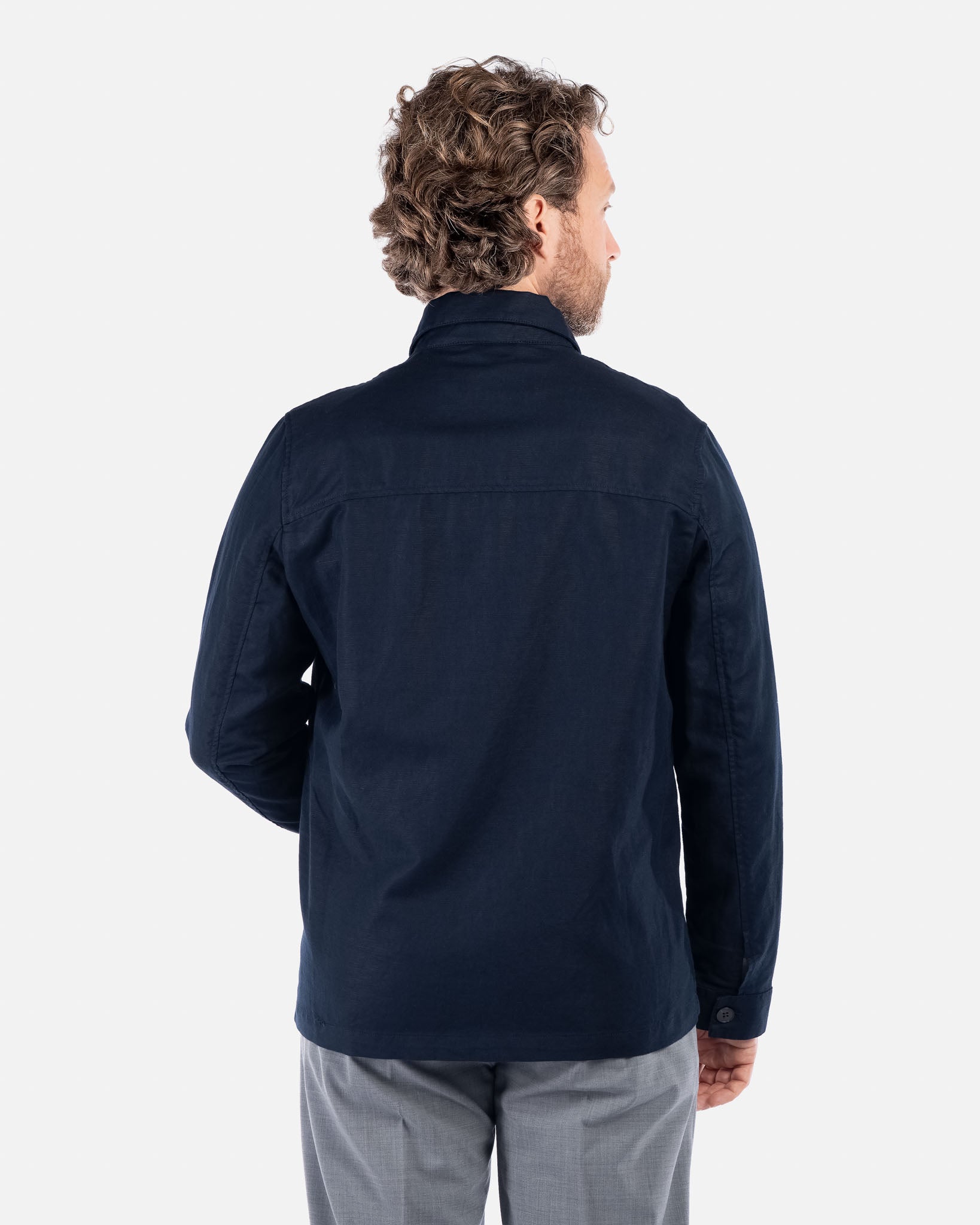 J.W.SAX MILANO Overshirt Blu in Cotone e Lino