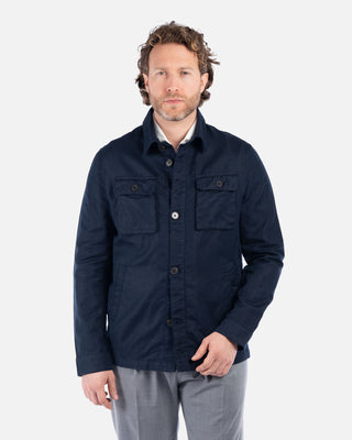 Overshirt Blu in Cotone e Lino
