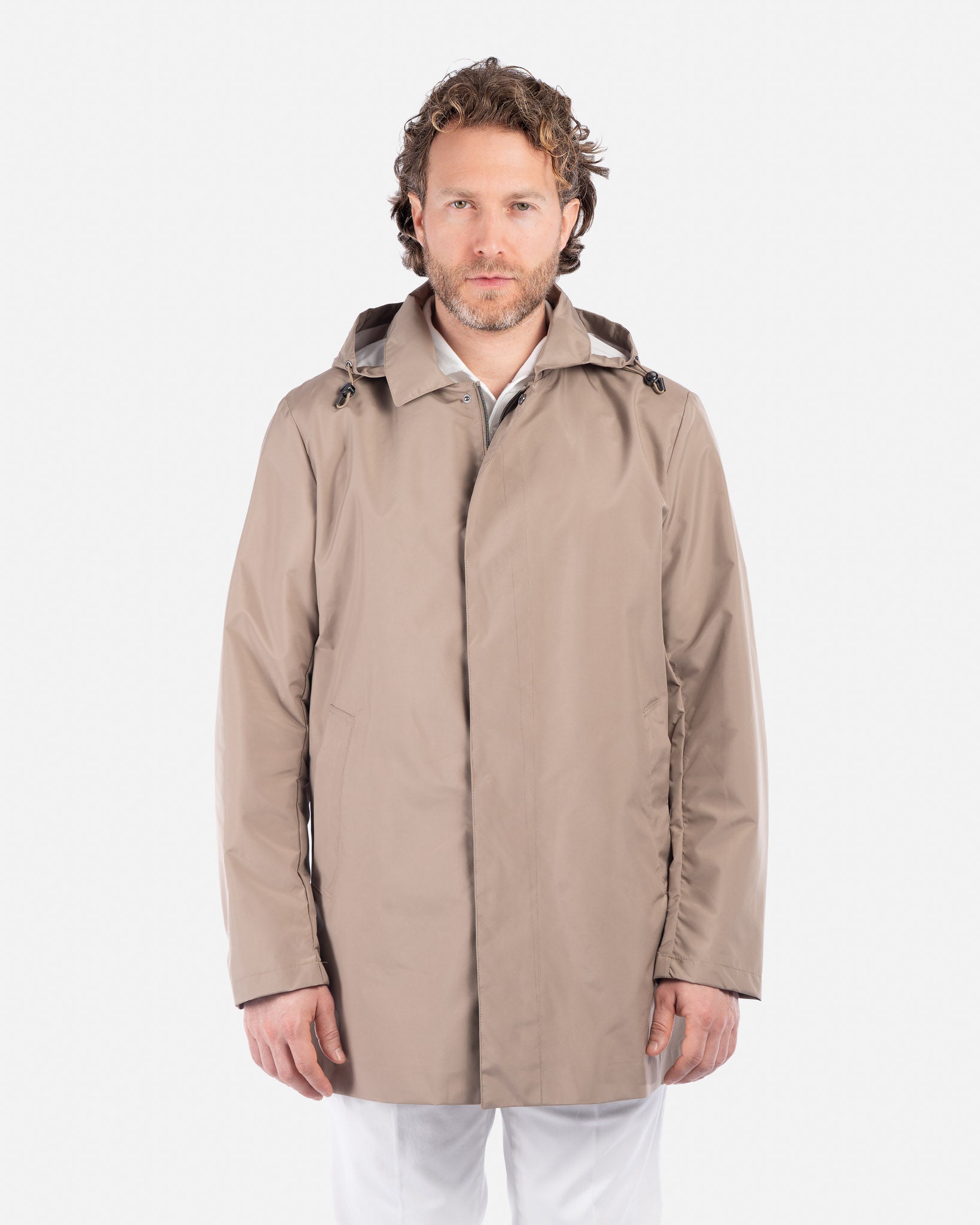 J.W.SAX MILANO Impermeabile Tecnico Beige con Cappuccio