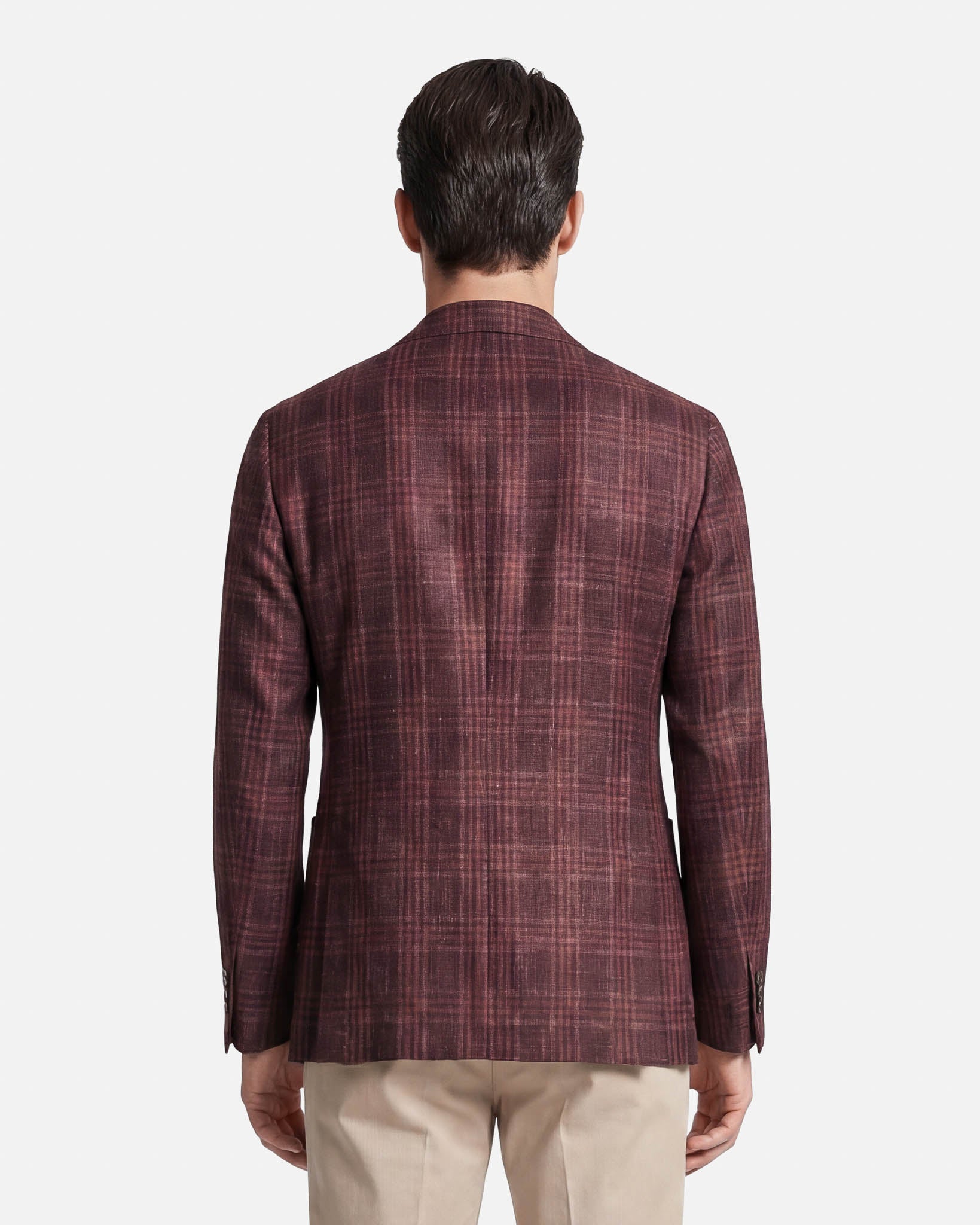 J.W.SAX MILANO Giacca Sartoriale in Lana, Seta e Lino Check