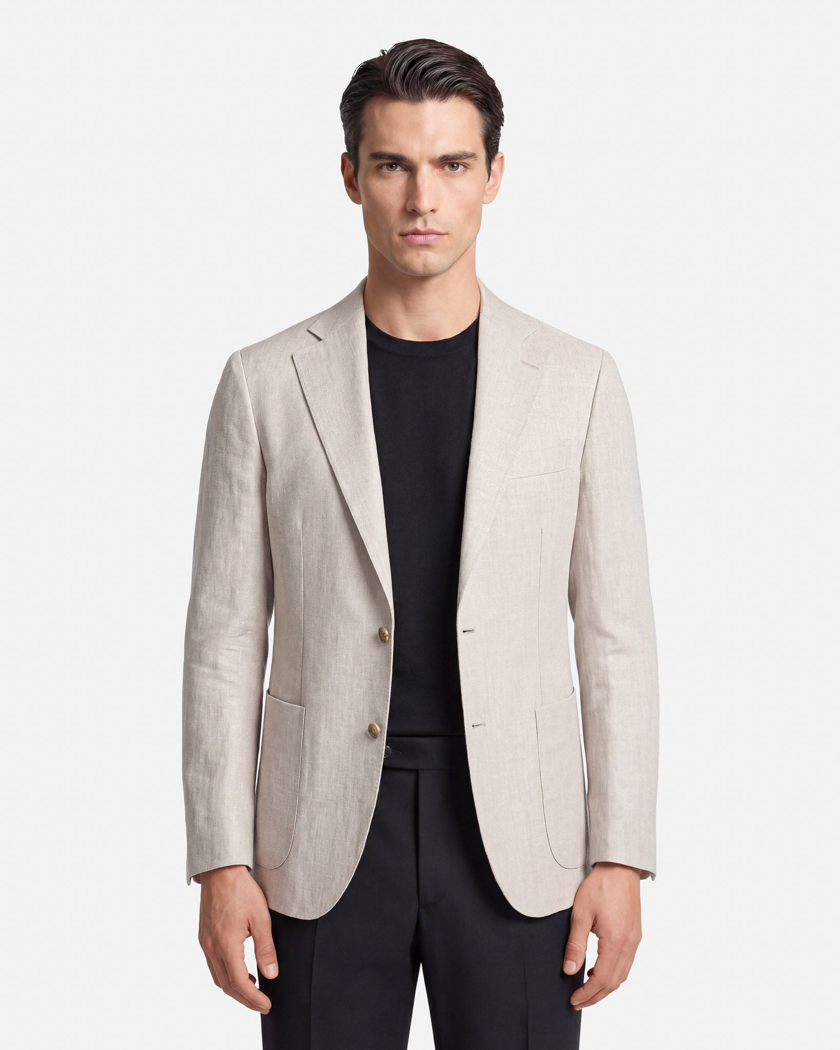 J.W.SAX MILANO Giacca Sartoriale in Lino, Seta e Cotone Panna