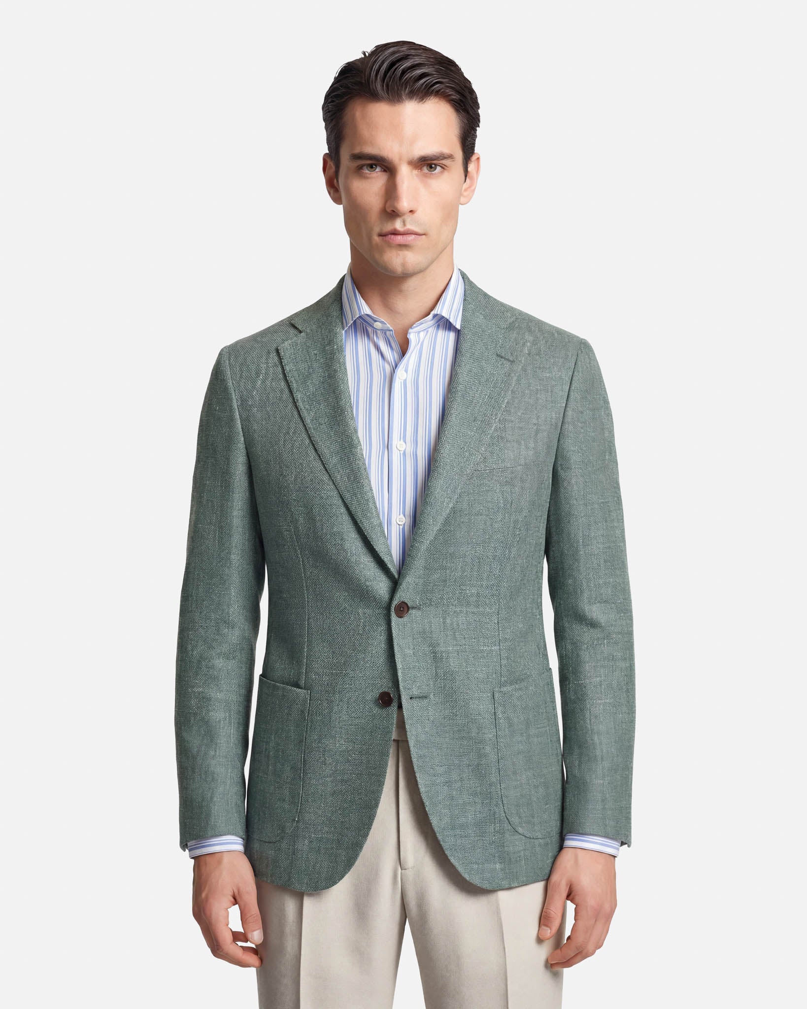 Giacca Sartoriale in Seta, lino e Cotone Verde