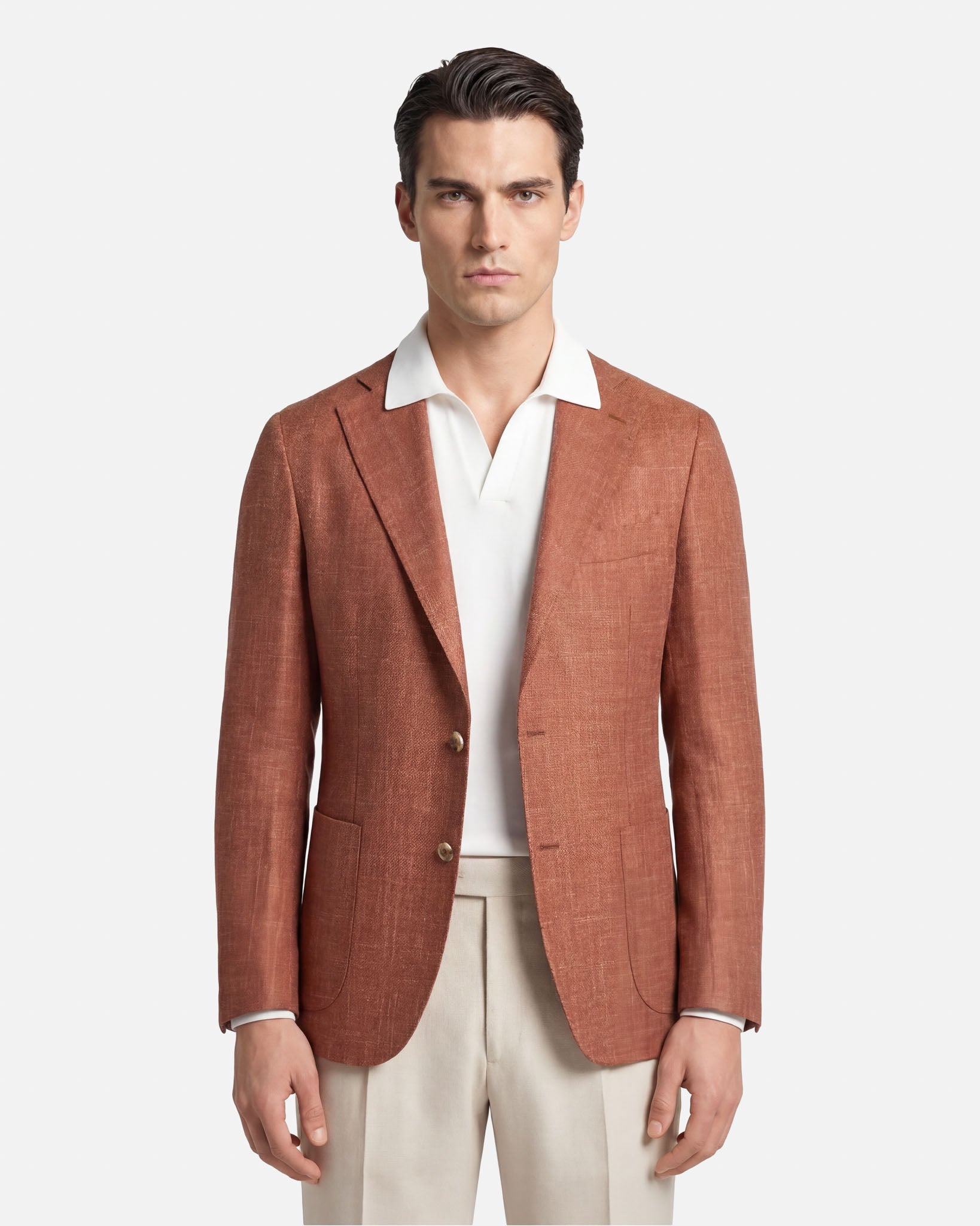 J.W.SAX MILANO Giacca Sartoriale in Lana e Lino Aragosta